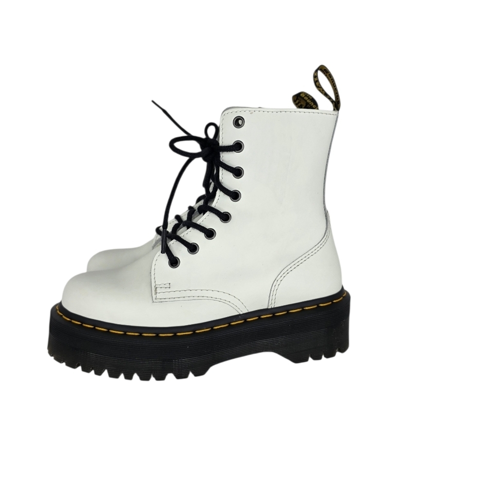 Dr. Martens Jadon Chunky Platform Boots White Smooth Leather AnkleZip Size M5 W7